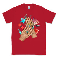 Red Western Nail Art With Nail Material Bbs Classic Tee - BundleAndBundleShop