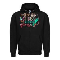 Black coffee scrubs and rubber gloves Zipper Hoodie - CowGirlArtShop