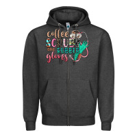 Charcoal Heather coffee scrubs and rubber gloves Zipper Hoodie - CowGirlArtShop