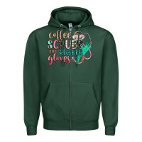 Sports Green coffee scrubs and rubber gloves Zipper Hoodie - CowGirlArtShop