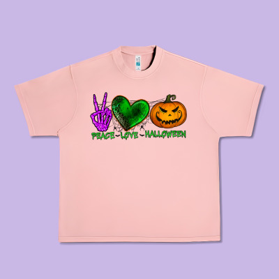 Peace Love Halloween Urban Heavy Tee Designed By Bundleandbundleshop