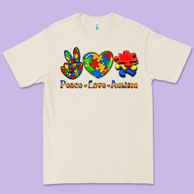 Peace Love Autism Premium Tee Designed By Jasminsmagicworld