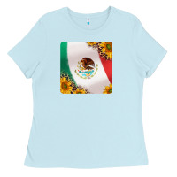 Baby Blue mexican flag sunflowers and leopard coaster Ladies Tee - Jasminsmagicworld