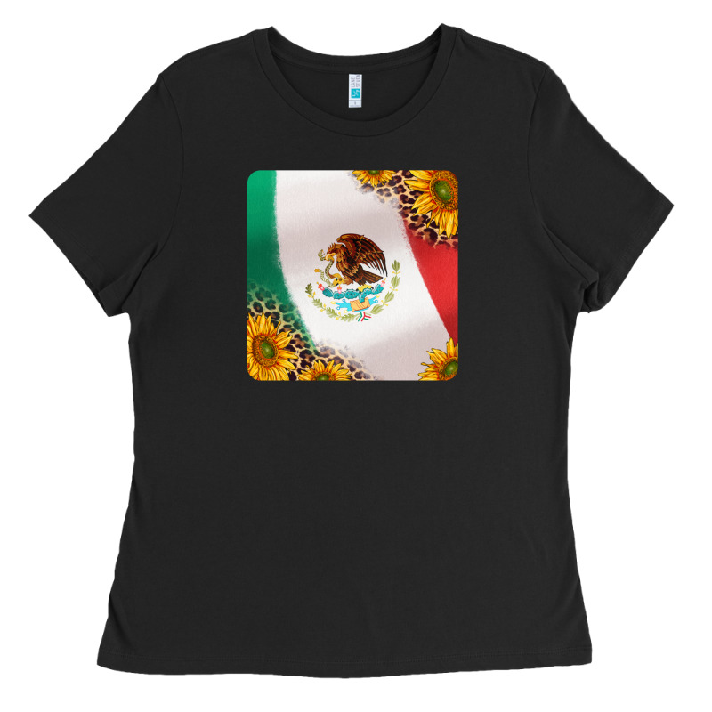 Mexican Flag Sunflowers And Leopard Coaster Ladies Tee by Jasminsmagicworld | Teevron