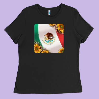 Mexican Flag Sunflowers And Leopard Coaster Ladies Tee Designed By Jasminsmagicworld
