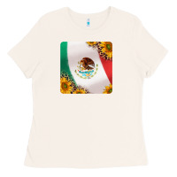 Bone mexican flag sunflowers and leopard coaster Ladies Tee - Jasminsmagicworld