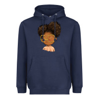 Navy black girl Heavyweight Hoodie - FaDigitalArtStudio