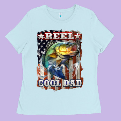 Reel Cool Dad Bass Ladies Tee Designed By Lillyallendesigns