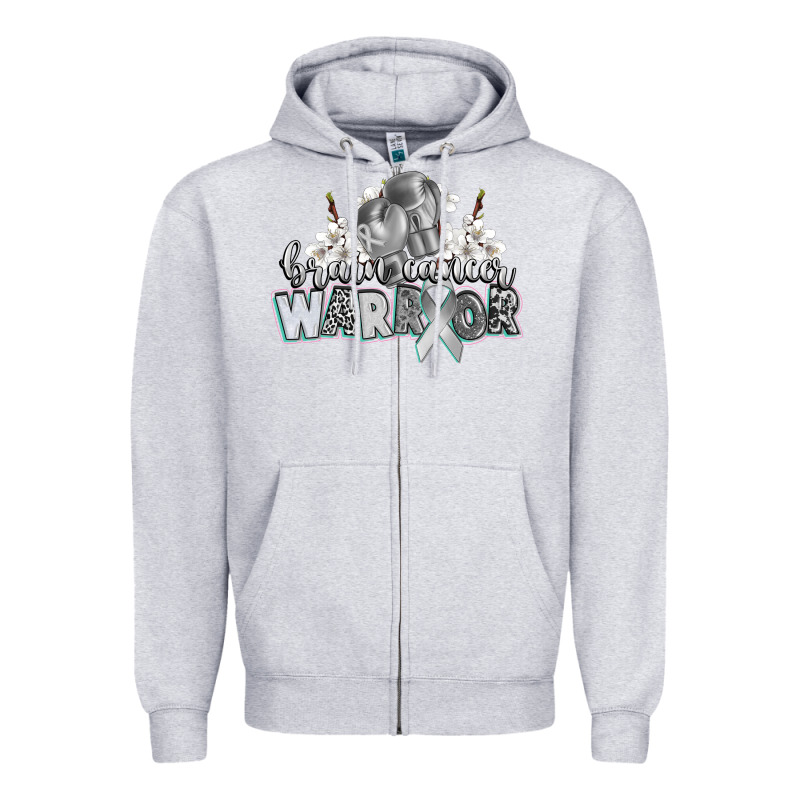 Brain Cancer Warrior Zipper Hoodie by CowGirlArtShop | Teevron