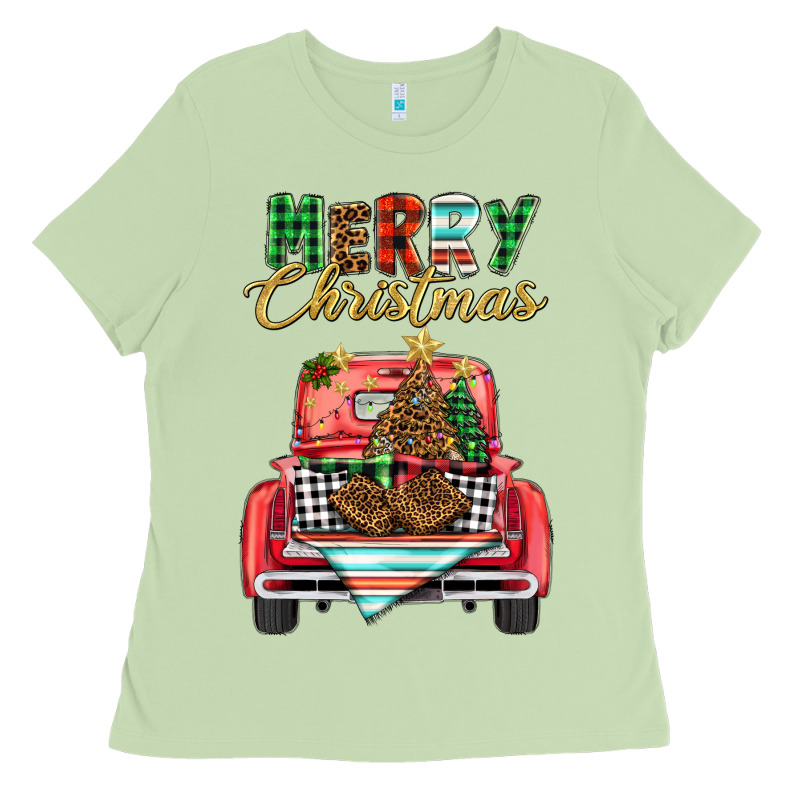 Merry Christmas Truck Ladies Tee by BarkalooDesign | Teevron