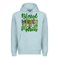 Blue Mist St. Patrick's Blessed women are born in March Premium Hoodie - OliviaCreatesArt