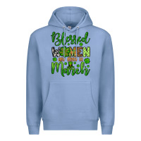 Colony Blue St. Patrick's Blessed women are born in March Premium Hoodie - OliviaCreatesArt