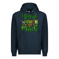 Navy St. Patrick's Blessed women are born in March Premium Hoodie - OliviaCreatesArt