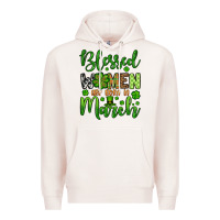 Pale Pink St. Patrick's Blessed women are born in March Premium Hoodie - OliviaCreatesArt