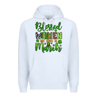 White St. Patrick's Blessed women are born in March Premium Hoodie - OliviaCreatesArt