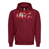 Burgundy Love Valentine's Day Zipper Hoodie - HowdyJamesFarm