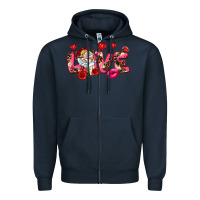 Navy Love Valentine's Day Zipper Hoodie - HowdyJamesFarm