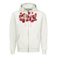 Oatmeal Heather Love Valentine's Day Zipper Hoodie - HowdyJamesFarm