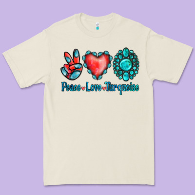 Peace Love Turquoise Premium Tee Designed By Jasminsmagicworld