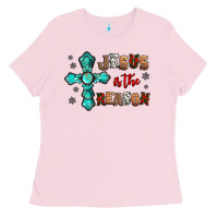 Bubblegum Pink jesus is the reason for this season christmas Ladies Tee - Jasminsmagicworld