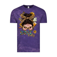 Cloud Purple Western Messy Bun Boss Lady With Money Vintage Tee - BundleAndBundleShop