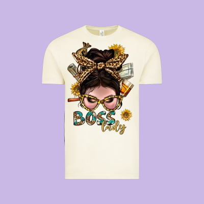 Western Messy Bun Boss Lady With Money Vintage Tee Designed By Bundleandbundleshop