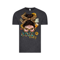 Vintage Black Western Messy Bun Boss Lady With Money Vintage Tee - BundleAndBundleShop