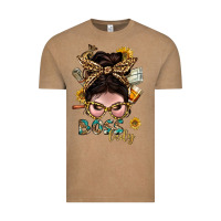 Vintage Coffee Western Messy Bun Boss Lady With Money Vintage Tee - BundleAndBundleShop