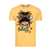Vintage Mustard Western Messy Bun Boss Lady With Money Vintage Tee - BundleAndBundleShop