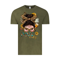 Vintage Olive Western Messy Bun Boss Lady With Money Vintage Tee - BundleAndBundleShop