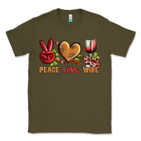 Army Green Peace Love Wine Classic Tee - BundleAndBundleShop