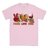 Bubblegum Pink Peace Love Wine Classic Tee - BundleAndBundleShop