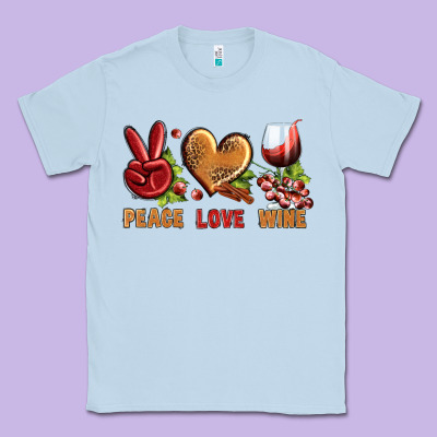 Peace Love Wine Classic Tee Designed By Bundleandbundleshop