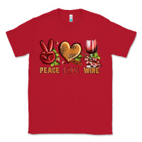 Red Peace Love Wine Classic Tee - BundleAndBundleShop