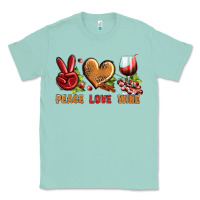 Seafoam Peace Love Wine Classic Tee - BundleAndBundleShop