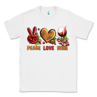 White Peace Love Wine Classic Tee - BundleAndBundleShop