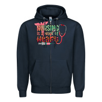 Navy cowgirl nursing is a work of heart Zipper Hoodie - CowGirlArtShop