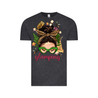 Vintage Black Glamping Messy Bun With Glamping Camp Tent Bbs Vintage Tee - BundleAndBundleShop