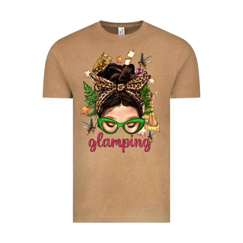 Glamping Messy Bun With Glamping Camp Tent Bbs Vintage Tee by BundleAndBundleShop | Teevron