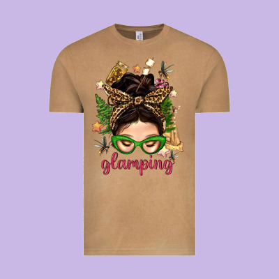 Glamping Messy Bun With Glamping Camp Tent Bbs Vintage Tee Designed By Bundleandbundleshop