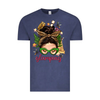 Vintage Denim Glamping Messy Bun With Glamping Camp Tent Bbs Vintage Tee - BundleAndBundleShop