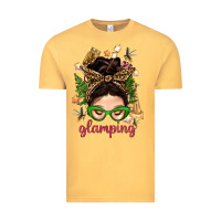 Vintage Mustard Glamping Messy Bun With Glamping Camp Tent Bbs Vintage Tee - BundleAndBundleShop