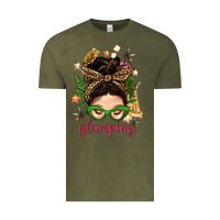 Vintage Olive Glamping Messy Bun With Glamping Camp Tent Bbs Vintage Tee - BundleAndBundleShop
