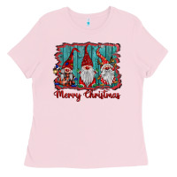 Bubblegum Pink merry christmas gnomes Ladies Tee - BarkalooDesign