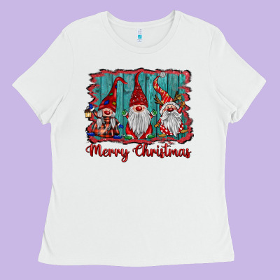 Merry Christmas Gnomes Ladies Tee Designed By Barkaloodesign