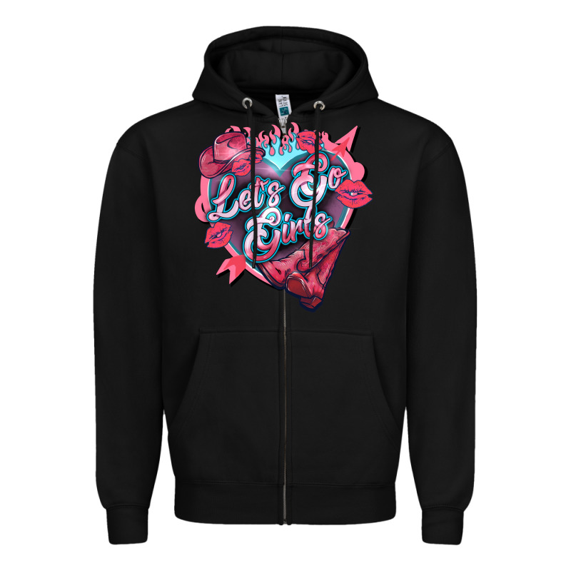 Let's Go Girls Pink Valentine's Day Zipper Hoodie by HowdyJamesFarm | Teevron