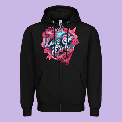 Let's Go Girls Pink Valentine's Day Zipper Hoodie Designed By Howdyjamesfarm
