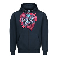 Navy Let's go girls pink Valentine's Day Zipper Hoodie - HowdyJamesFarm