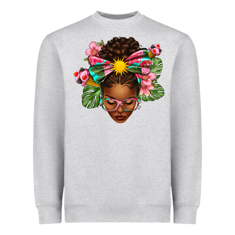 Afro Woman Summer Heavyweight Sweatshirt by texasbilliewilder | Teevron