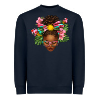 Navy Afro Woman Summer Heavyweight Sweatshirt - texasbilliewilder